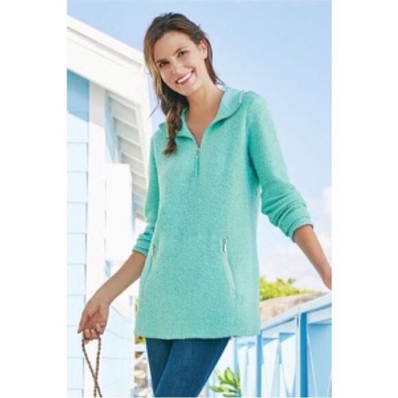 Soft Surroundings Westport Pullover Turquoise 1X - Picture 1 of 7